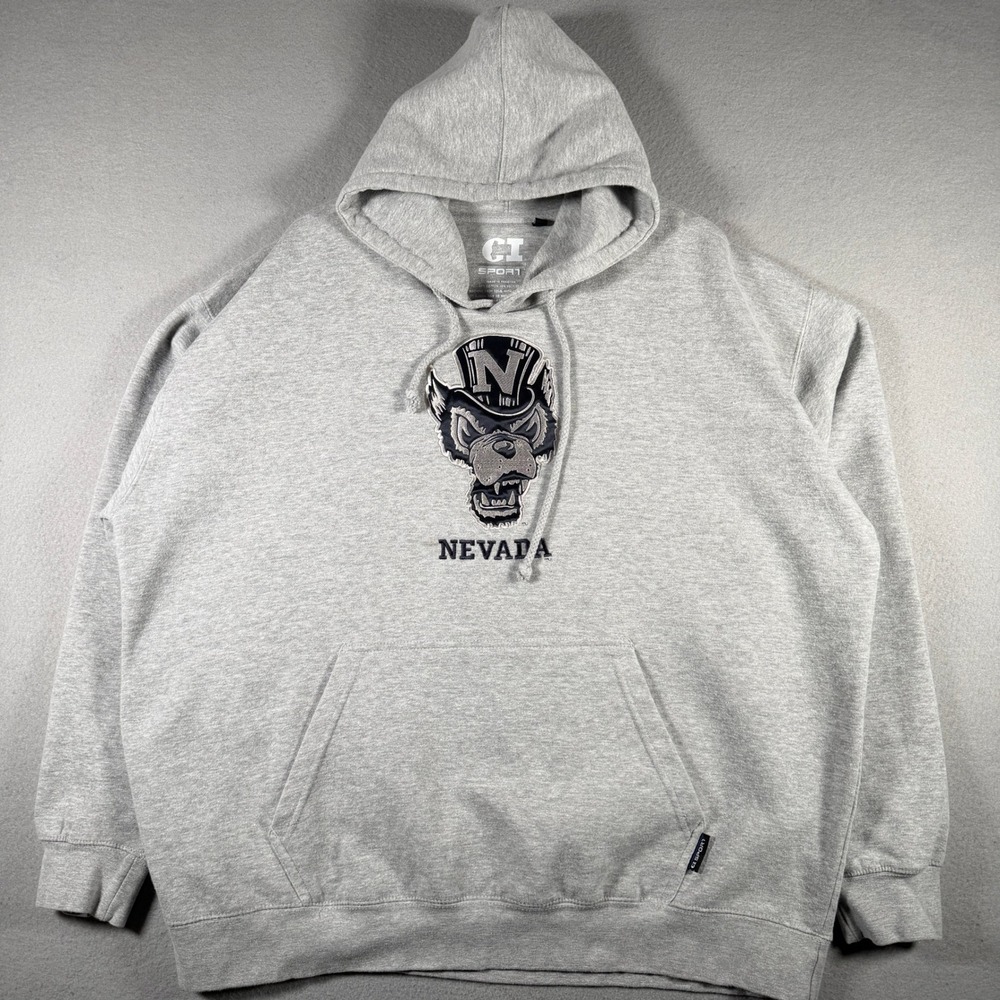 CI Sport Nevada Wolf Pack Hoodie Mens 2XL Gray Embroidered Mascot Pullover
